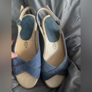 vera pelle shoes women's blue sandals (36)